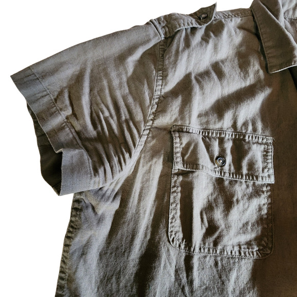 Mens Mutual Weave Short Sleeve Button Up Shirt Surplus Military Safari Green XL - Picture 3 of 13